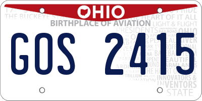 OH license plate GOS2415