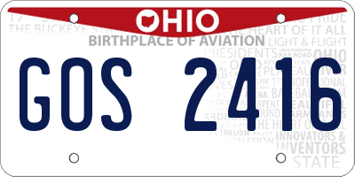 OH license plate GOS2416