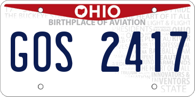 OH license plate GOS2417