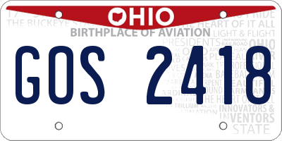OH license plate GOS2418