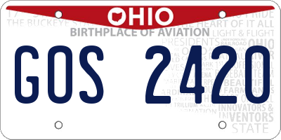 OH license plate GOS2420