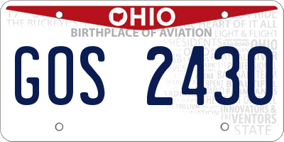 OH license plate GOS2430