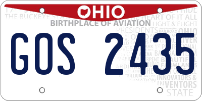 OH license plate GOS2435