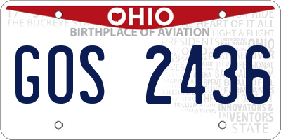 OH license plate GOS2436
