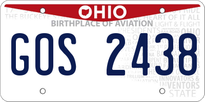 OH license plate GOS2438