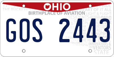 OH license plate GOS2443