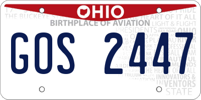 OH license plate GOS2447