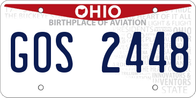 OH license plate GOS2448