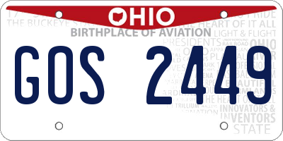 OH license plate GOS2449