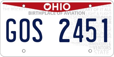OH license plate GOS2451
