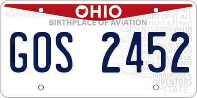 OH license plate GOS2452