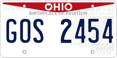 OH license plate GOS2454