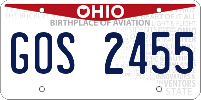 OH license plate GOS2455