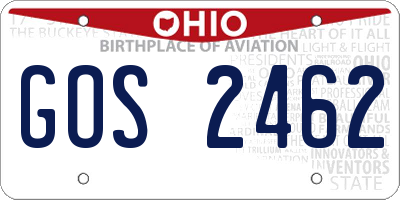 OH license plate GOS2462