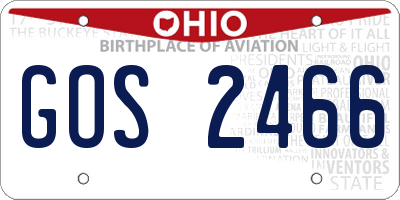 OH license plate GOS2466