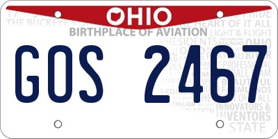 OH license plate GOS2467