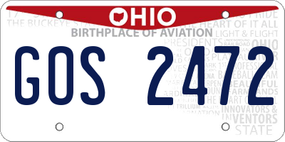 OH license plate GOS2472
