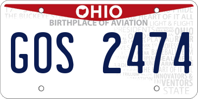 OH license plate GOS2474