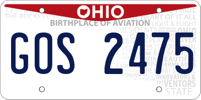 OH license plate GOS2475
