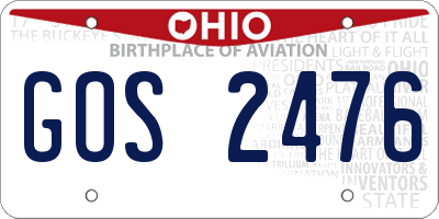 OH license plate GOS2476