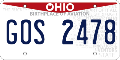 OH license plate GOS2478