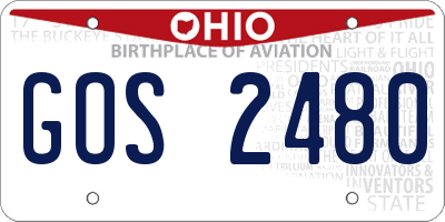 OH license plate GOS2480
