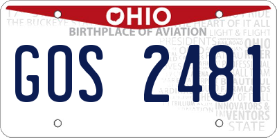 OH license plate GOS2481