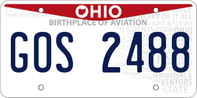 OH license plate GOS2488