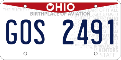 OH license plate GOS2491