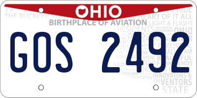 OH license plate GOS2492