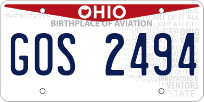 OH license plate GOS2494