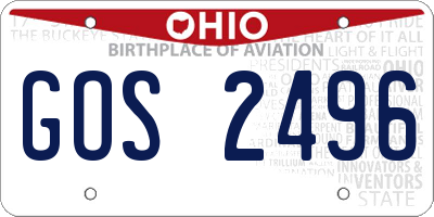 OH license plate GOS2496