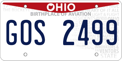 OH license plate GOS2499