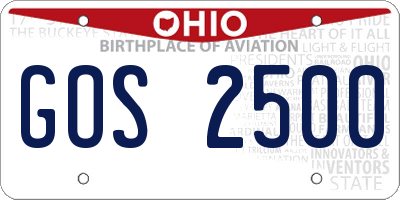 OH license plate GOS2500