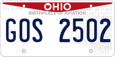 OH license plate GOS2502