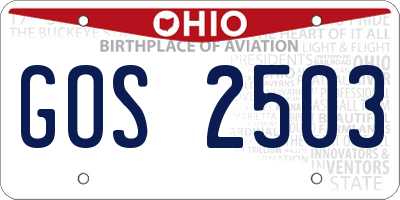 OH license plate GOS2503
