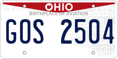 OH license plate GOS2504
