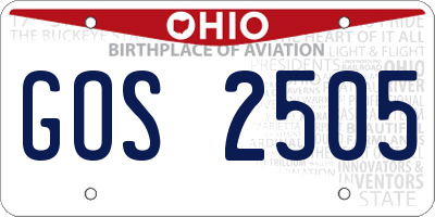 OH license plate GOS2505
