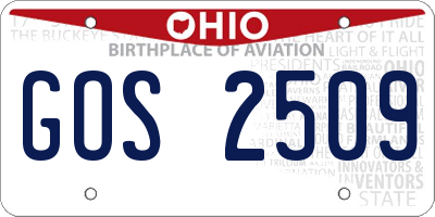OH license plate GOS2509