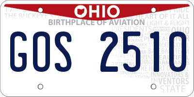 OH license plate GOS2510