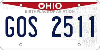 OH license plate GOS2511
