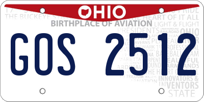 OH license plate GOS2512