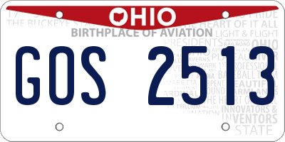 OH license plate GOS2513
