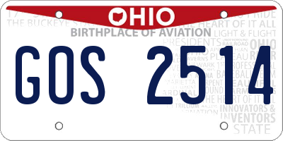 OH license plate GOS2514