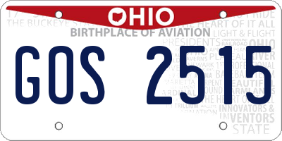 OH license plate GOS2515