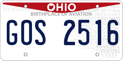 OH license plate GOS2516