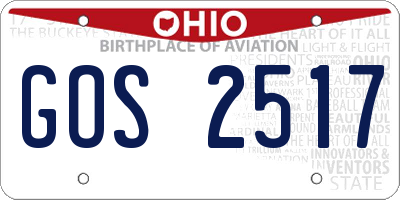 OH license plate GOS2517