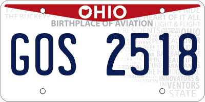 OH license plate GOS2518