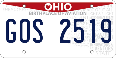 OH license plate GOS2519