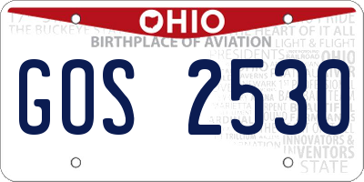 OH license plate GOS2530